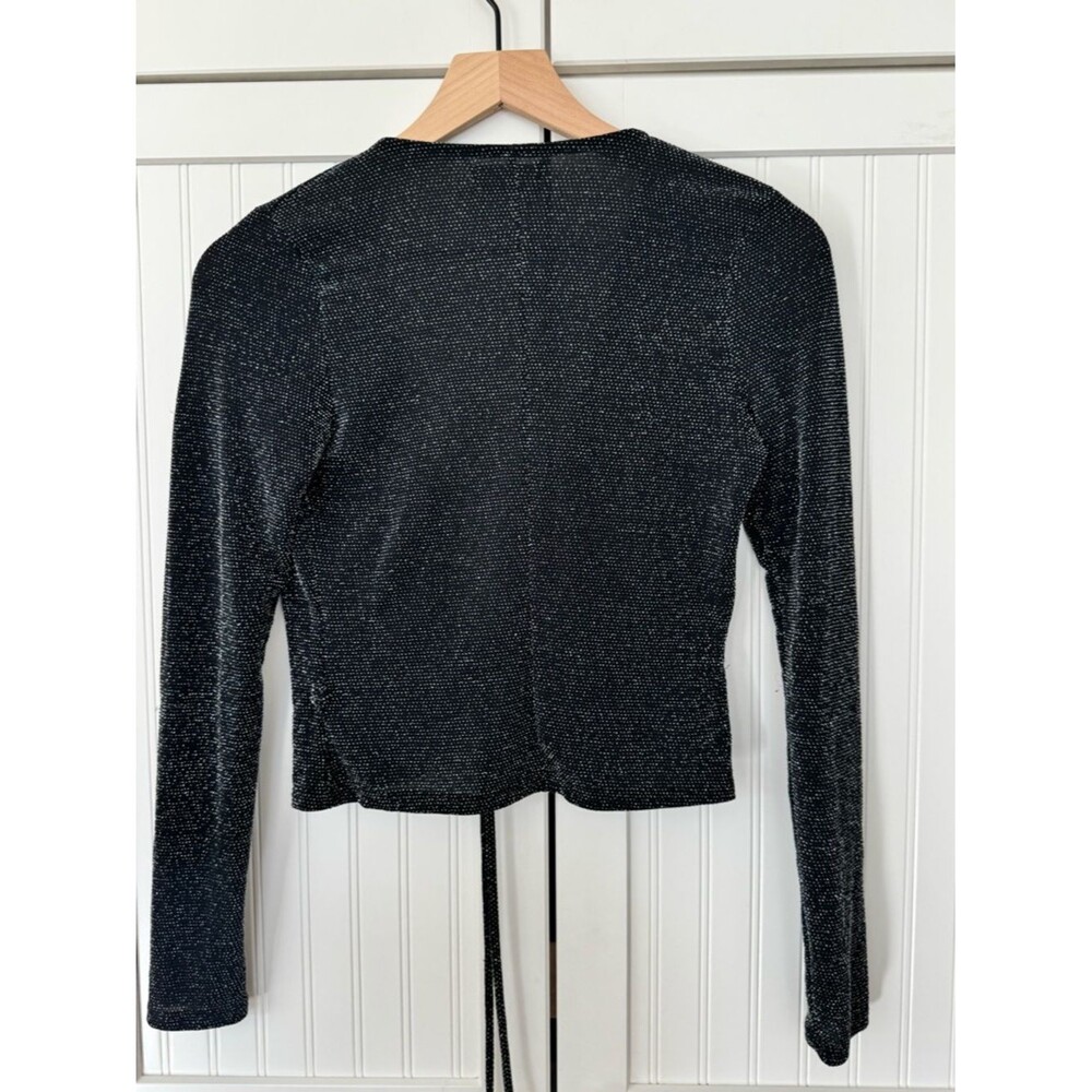Urban Outfitters Black Sparkle Knit Tie Top - Size M - Picture 6 of 6